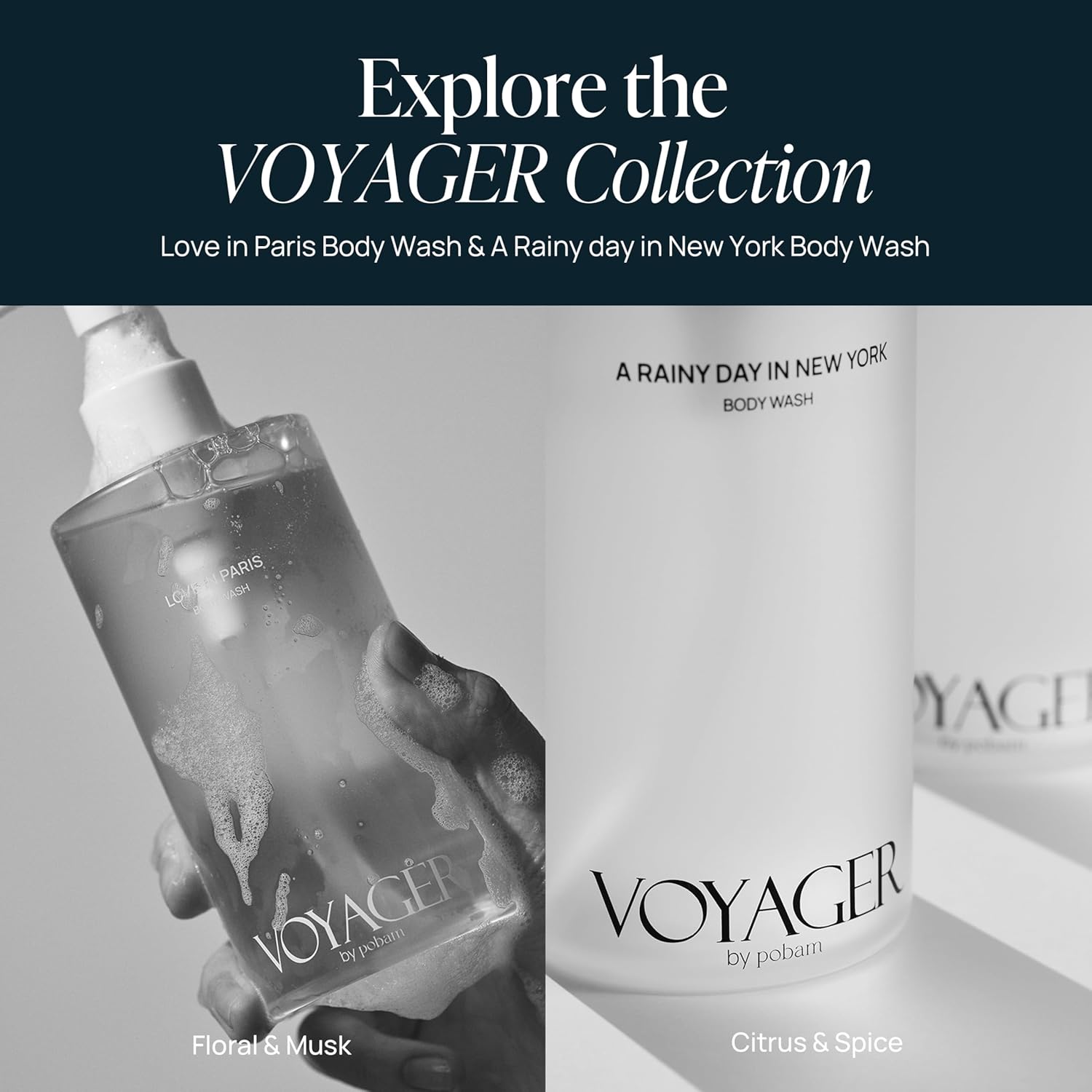 VOYAGER Foaming Body Wash with Pump, Non-stripping, Nourishing & Deep Hydration Cleanse. 10.14 Fl. Oz./300ml (Rose)